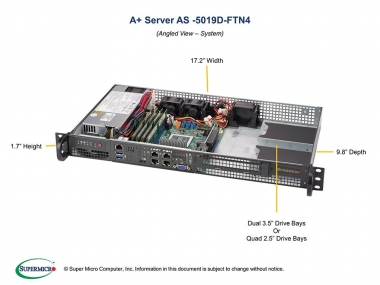 Platforma 5019D-FTN4, M11SDV-8C-LN4F, CSE-505-203B, 1U, EPYC 3251 SoC, DDR4, 4xGbE, 200W